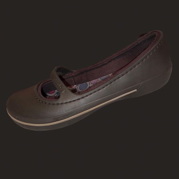 Crocs Women's Crocband Flats Mary Jane Slip On Croclite Brown Size 7 - Picture 2 of 7